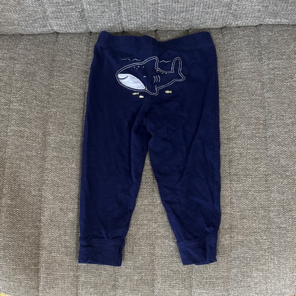 Navy Shark Print Baby Pants